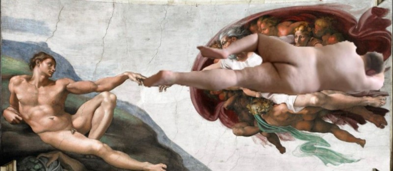 Создать мем: микеланджело сотворение адама без адама, сотворение адама, сотворение адама картина микеланджело