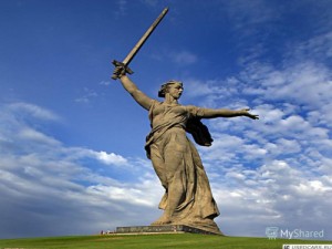Create meme: the monuments on the Mamaev Kurgan, the Motherland calls Volgograd, the statue of the Motherland calls