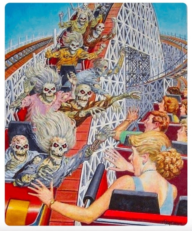 Create meme: people on a roller coaster, roller coaster meme, The Iron Maiden band