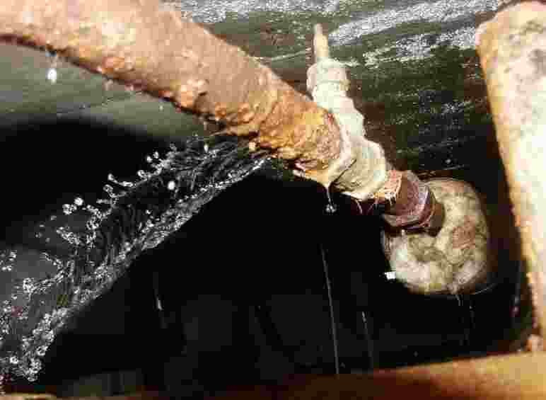 Create meme: A water pipe burst, in the basement, corrosion of water supply pipes