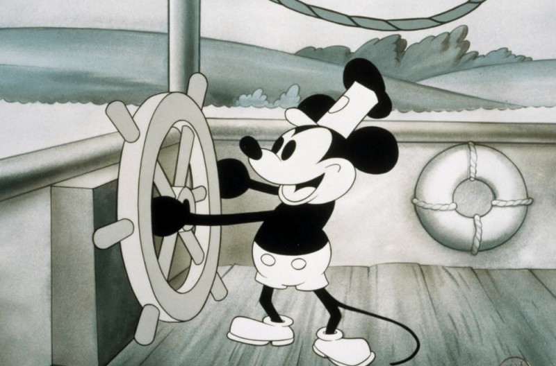 Create meme: Steamboat Willie cartoon 1928, Walt Disney Steamboat Willie, Mickey Mouse is the first