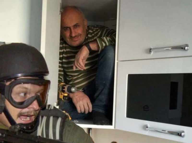 Create meme: a man hides in a closet from special forces, special forces , meme SWAT