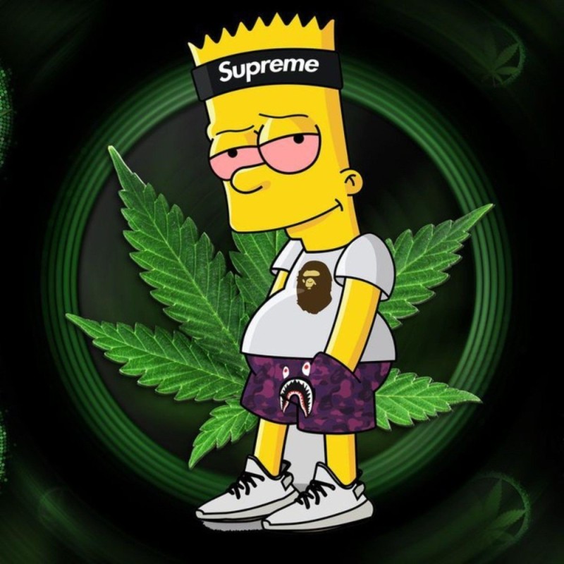 Create meme: Bart Simpson is stoned, Bart Simpson with cannabis, Bart Simpson at 18 Supreme