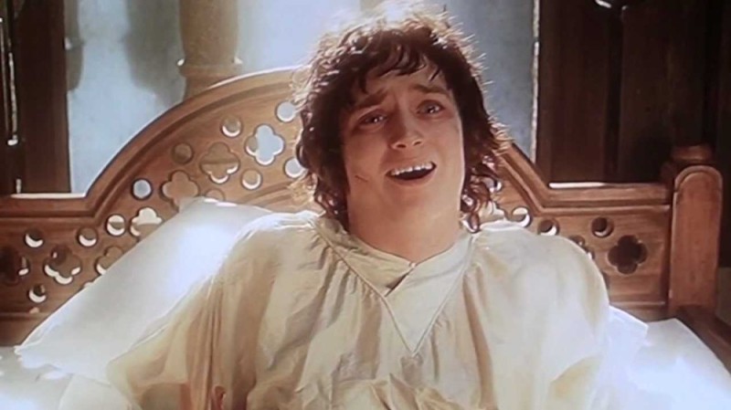 Create meme: the Lord of the rings Frodo, The Lord of the Rings Mr. Frodo in bed, frodo bagger