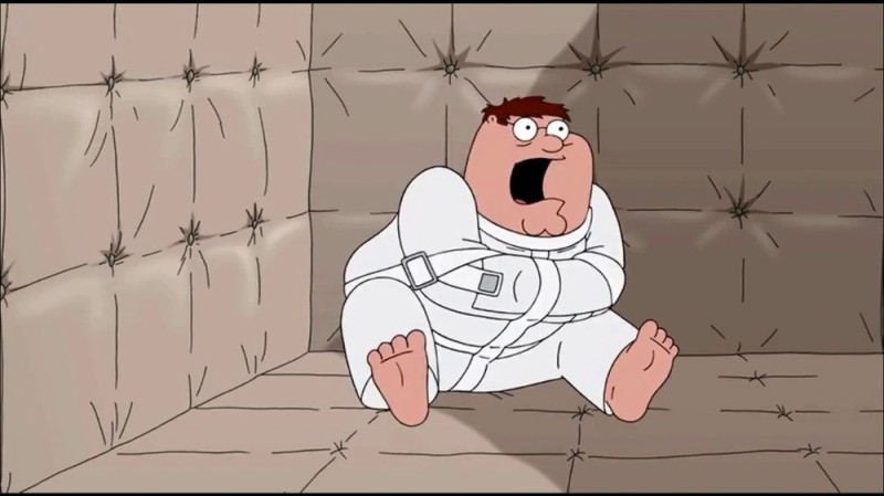 Create meme: Family Guy's mental hospital, Straitjacket family guy, Peter Griffin in a straitjacket