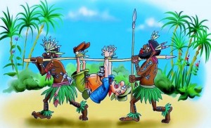 Создать мем: аборигены съели кука, индейцы сюжетные карикатуры, в африке