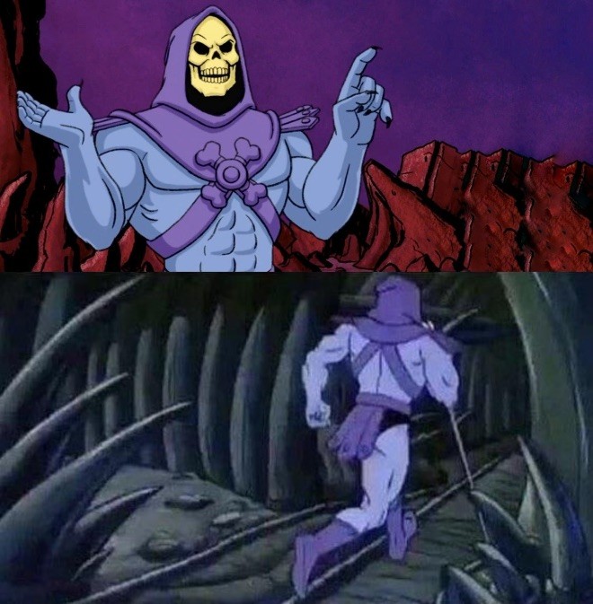 Create meme: skeletor will return later with another unpleasant fact, Hee-man and the Lords of the Skeletor universe, skeletor animated series