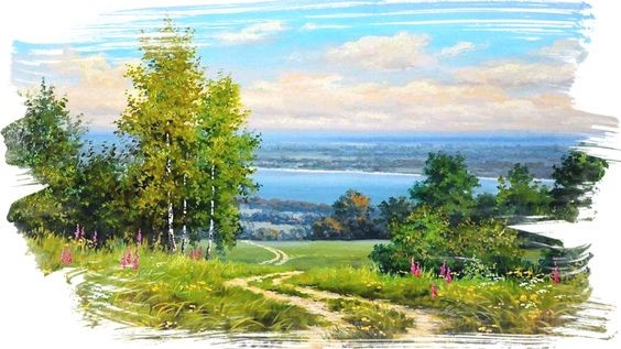 Create meme: painting summer landscape, summer landscape, oil landscape