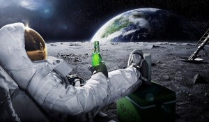 Create meme: feet, an astronaut on the moon, astronaut with a beer