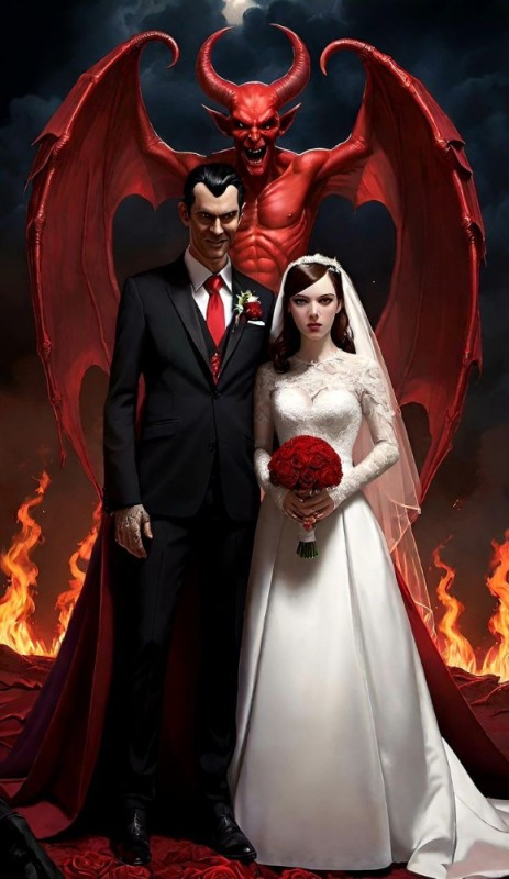 Create meme: The devil's wedding, demon angel, the demon Lucifer