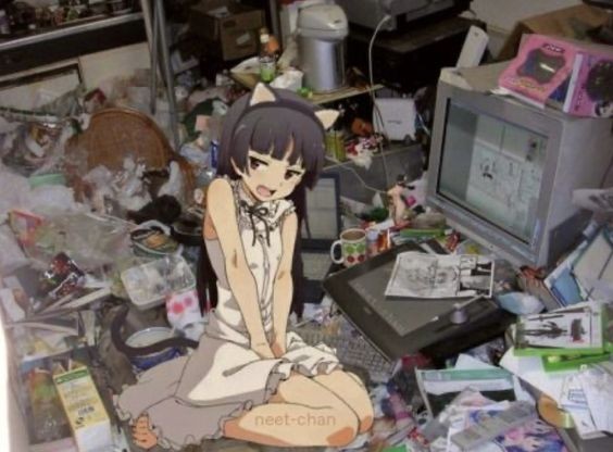 Create meme: hikikomori anime, anime at the computer, Otaku hikikomori