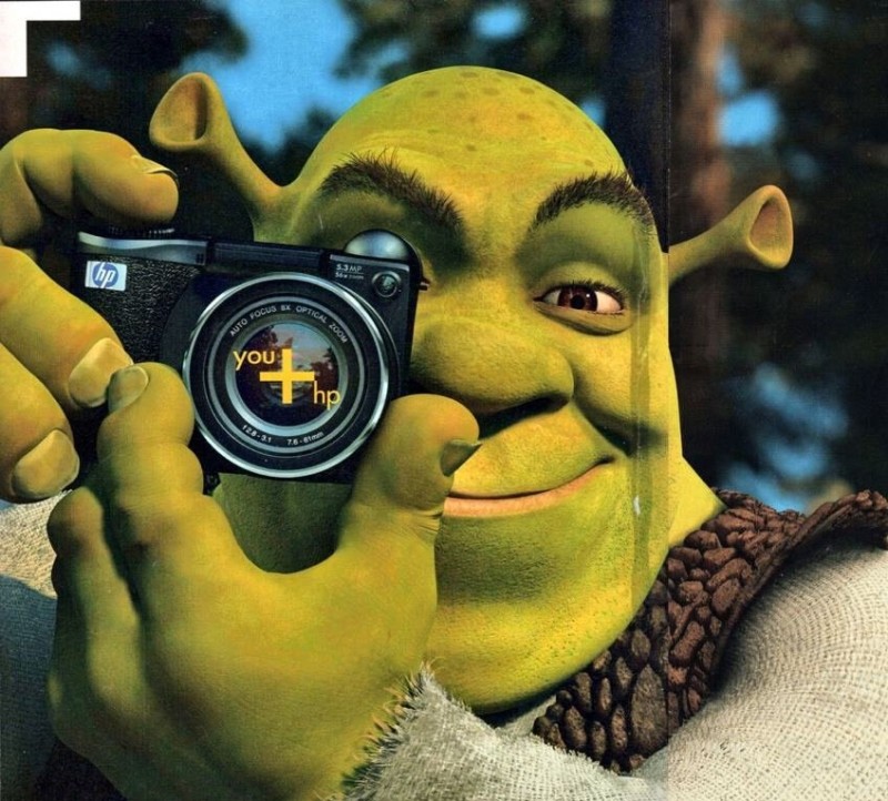 Create meme: Shrek with a camera, Shrek the camera original, Shrek 