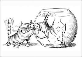 Создать мем: кот на рыбалке, толстая кошка рисунок, карикатуры карандашом