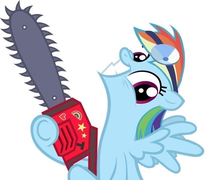 Create meme: pinkie pie with a saw, Rainbow dash pony vampire, rainbow dash evil