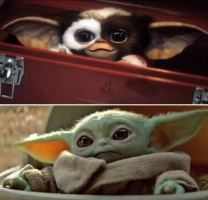 Create meme: Gremlins, baby Yoda and gizmo, baby yoda star wars memes