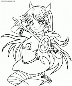 Create meme: coloring star Princess, print coloring pages anime, coloring anime with sword