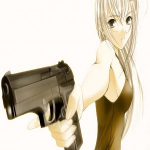 Создать мем: девушка с пистолетом аниме, девушка с оружием рисунок аниме, аниме девушки с оружием