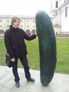 Create meme: Popov cucumber, sculpture cucumbers Salzburg, the monument to the cucumber