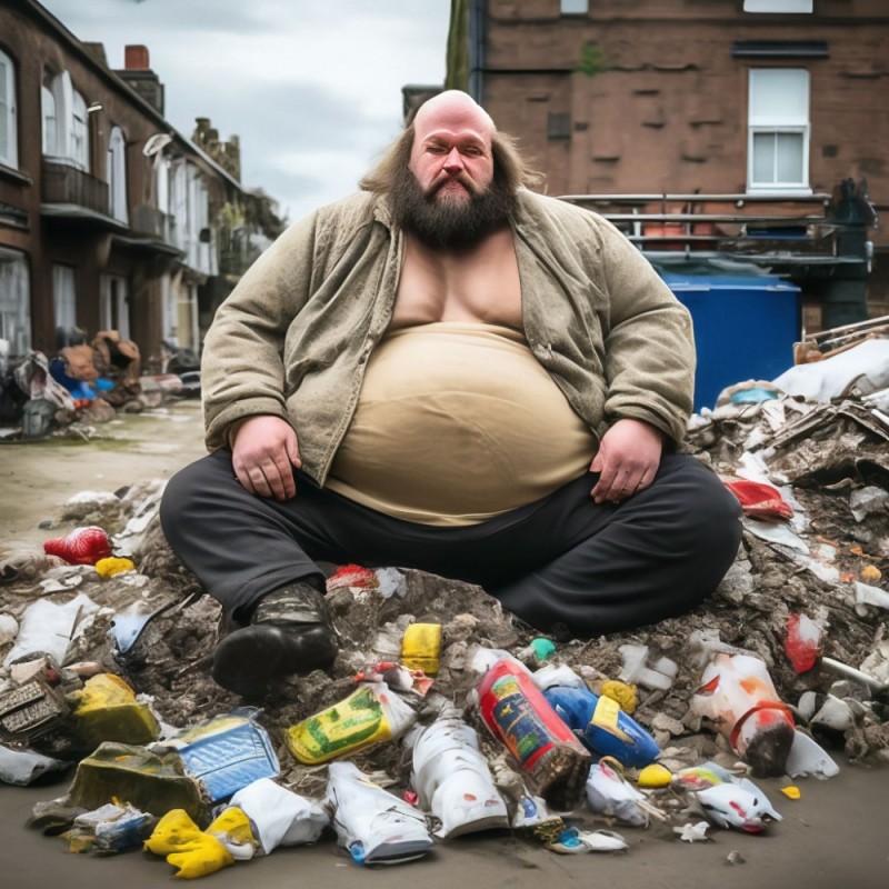 Create meme: the image of a homeless person, a very fat man, bum bum