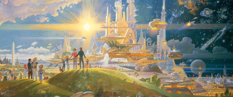 Create meme: paintings of the city of the future by Robert McCall, Robert McCall The City of the Future, Robert McCall retrofuturism