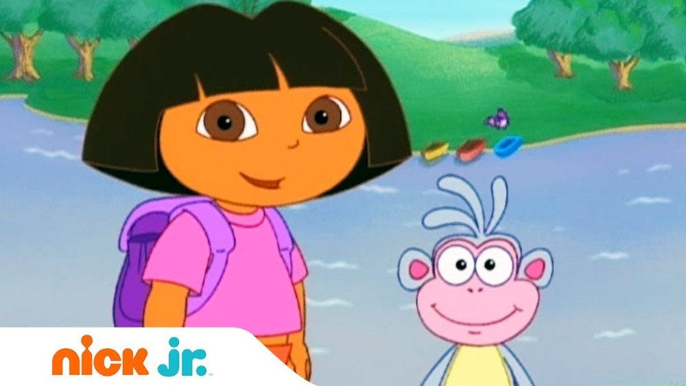 Create meme Dasha, Dora the Explorer with a magnifying glass