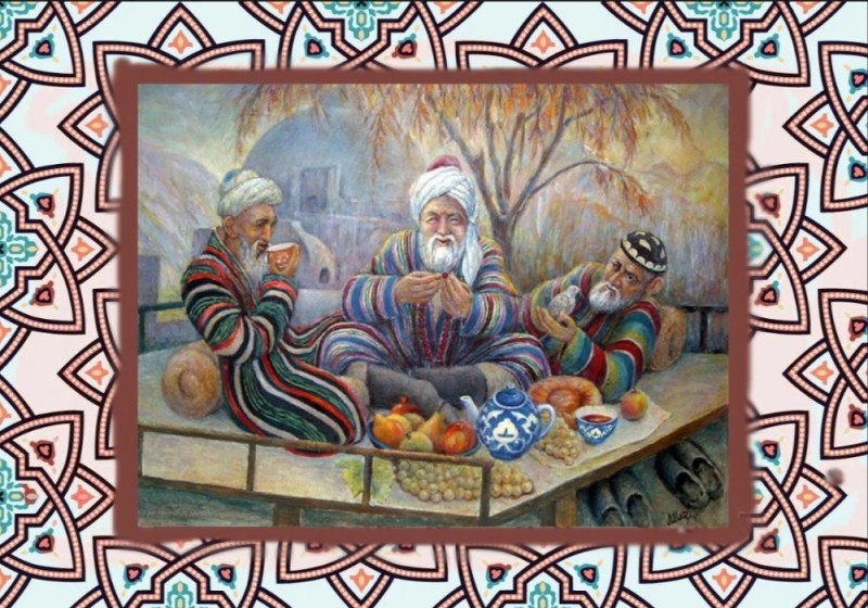 Создать мем: казахские сказки, логотип для чайхана узбекская, узбекское чаепитие
