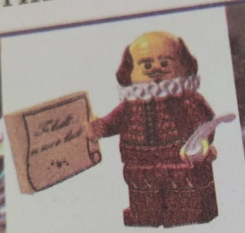 Create meme: Lego minifigure Shakespeare, William Shakespeare Lego, lego minifigure