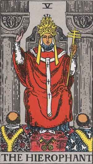 Create meme: hierophant of the waite tarot, hierophant of the tarot, wait's tarot arcana