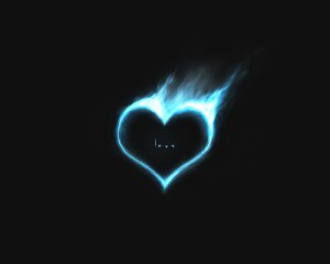 Create meme: fire heart, heart, neon white heart on black background