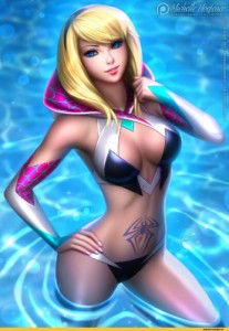 Create meme: samus aran, swimsuit, Gwen-Stacy-Marvel-fendomy-swimsuit
