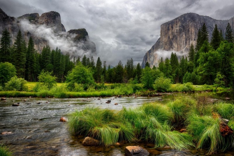 Create meme: yosemite National Park california, nature forest mountains, mountains forest river