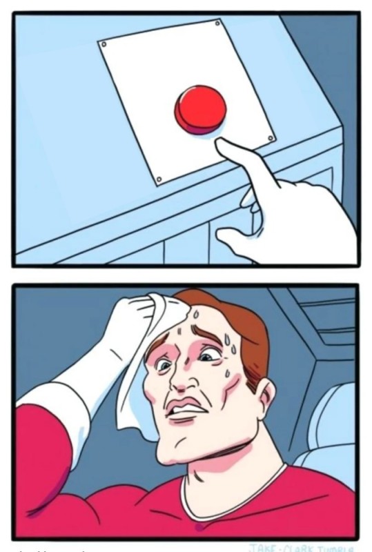 Create meme: meme two buttons template, button meme, difficult choice meme