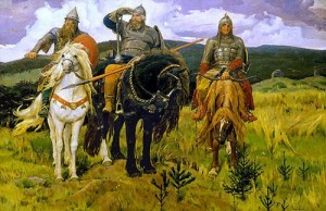 Create meme: picture three heroes Vasnetsov, picture Vasnetsov three bogatyrya, Vasnetsov Viktor Mikhailovich heroes