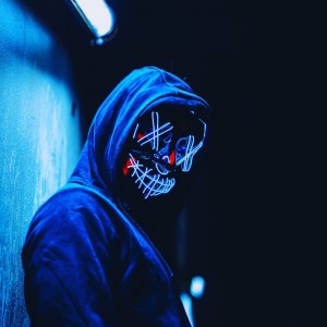 Create meme: hood, neon mask, anonymous mask hoodie