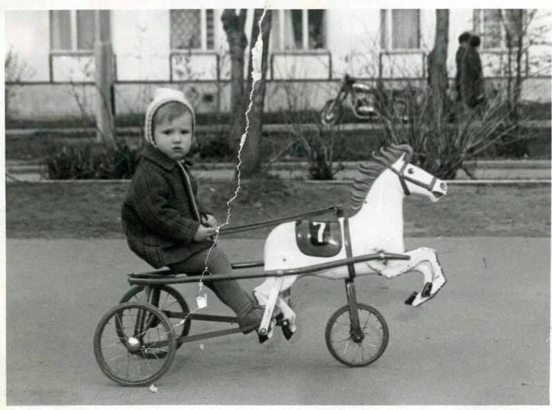 Create meme: Soviet childhood on a bicycle, Soviet childhood, pedal horse