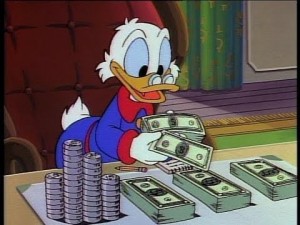 Create meme: Donald duck money, uncle scrooge, Scrooge McDuck mountain of gold
