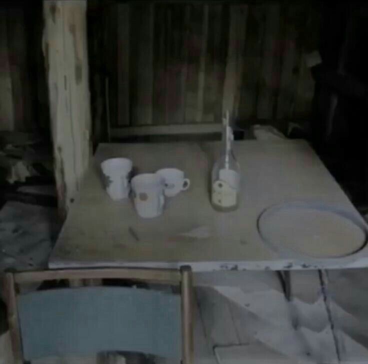 Create meme: abandoned pioneer camp, abandoned, dishes