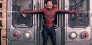Создать мем: marvel comics, человек паук тоби магуайр на крыше поезда, человек паук поезд