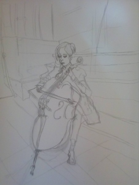 Create meme: cello pencil drawing, figure , sketches