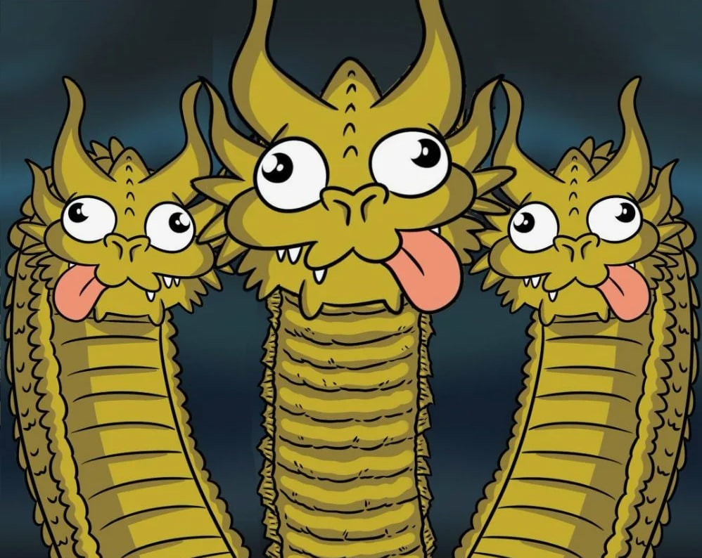 Создать мем: трехглавый дракон мем, трехголовый дракон, дракон мем