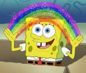 Create meme: rainbow spongebob, meme spongebob, imagination spongebob