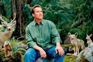 Create meme: Schwarzenegger in the woods