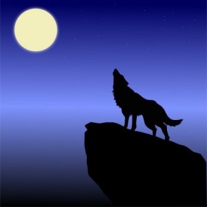 Create meme: silhouette of wolf art, the silhouette of a wolf howling at the moon, wolf howling at the moon