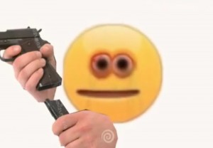 Create meme: smiley with gun meme