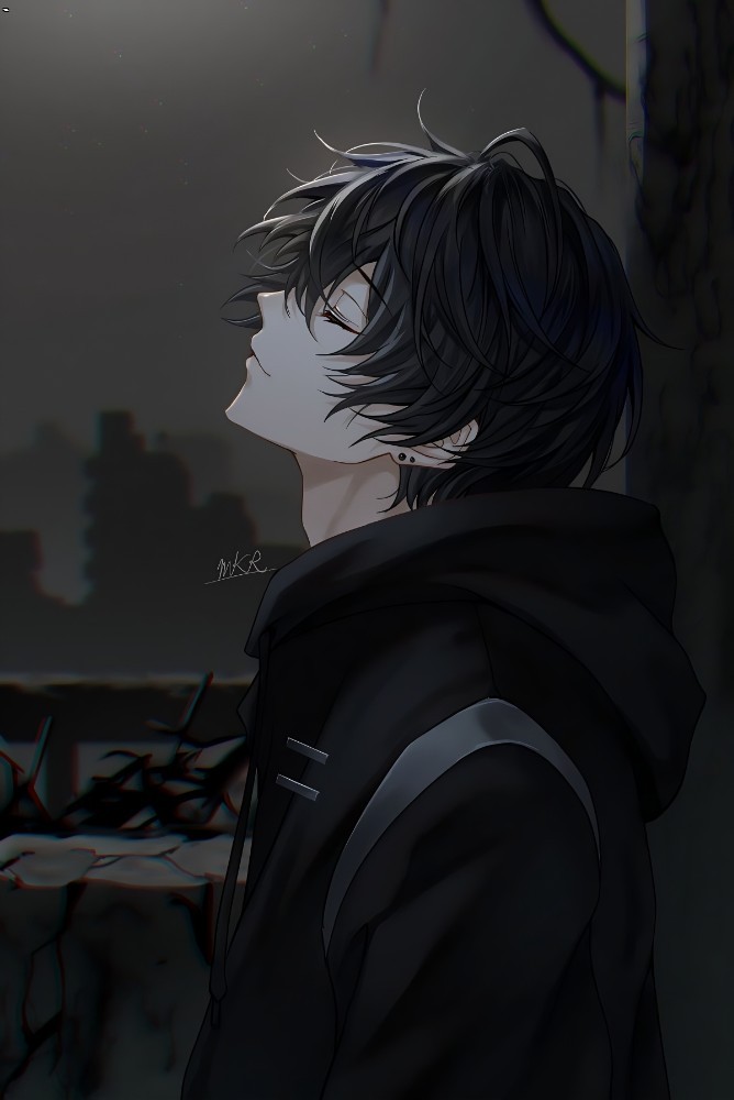 Anime Boy With Black Hair - Anime Boy Black And White Drawing, HD Png  Download , Transparent Png Image - PNGitem