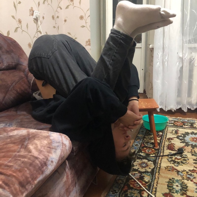 Create meme: yoga in hijab, feet , muslim women