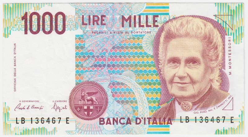 Create meme: 1000 lire, 1000 lire mille banknote, 1000 lire maria Montessori