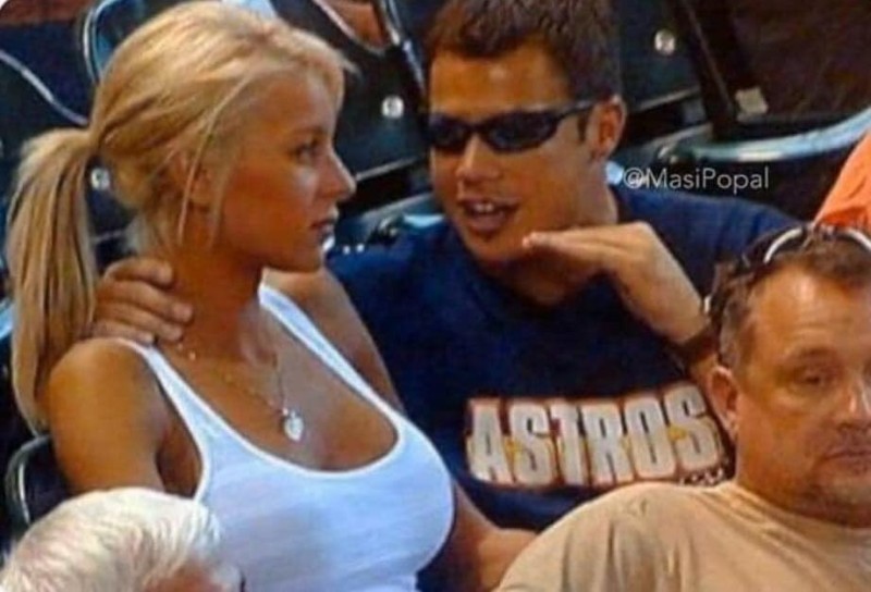 Create meme: Enrique Iglesias and Anna kournikova, iglesias and kournikova, meme guy explains to a girl at the stadium