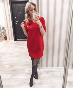 Create meme: dress red, dress, knitted dress