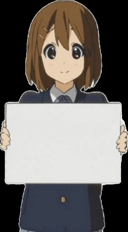 Create meme: Yui Hirasawa with a sign, Yui Hirasawa stickers, anime girls with signs